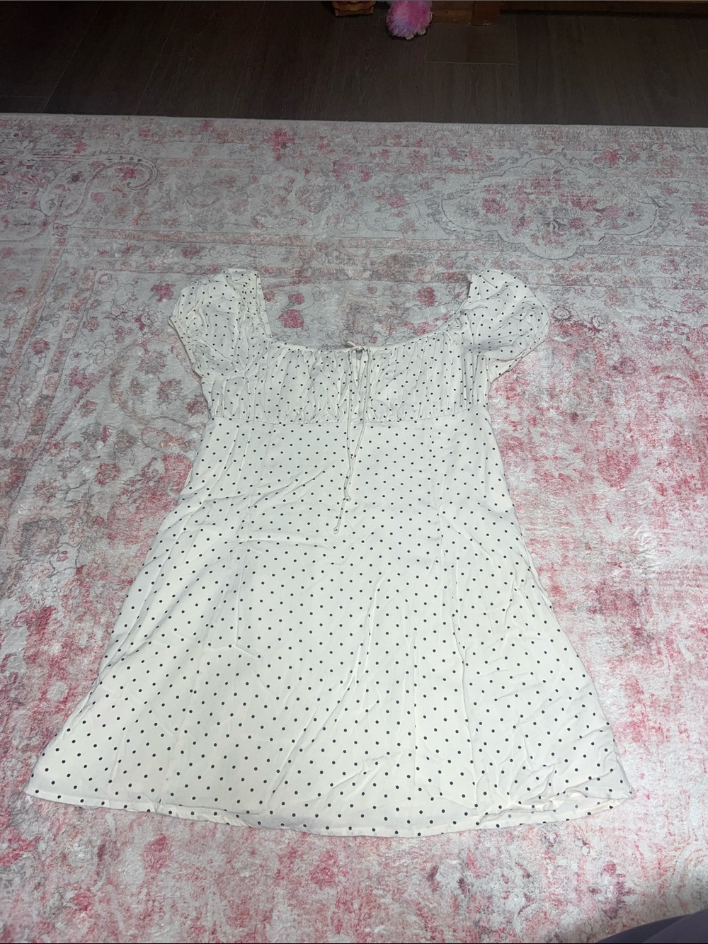 American Eagle Outfitters White Mini Dress with Black Polka Dots